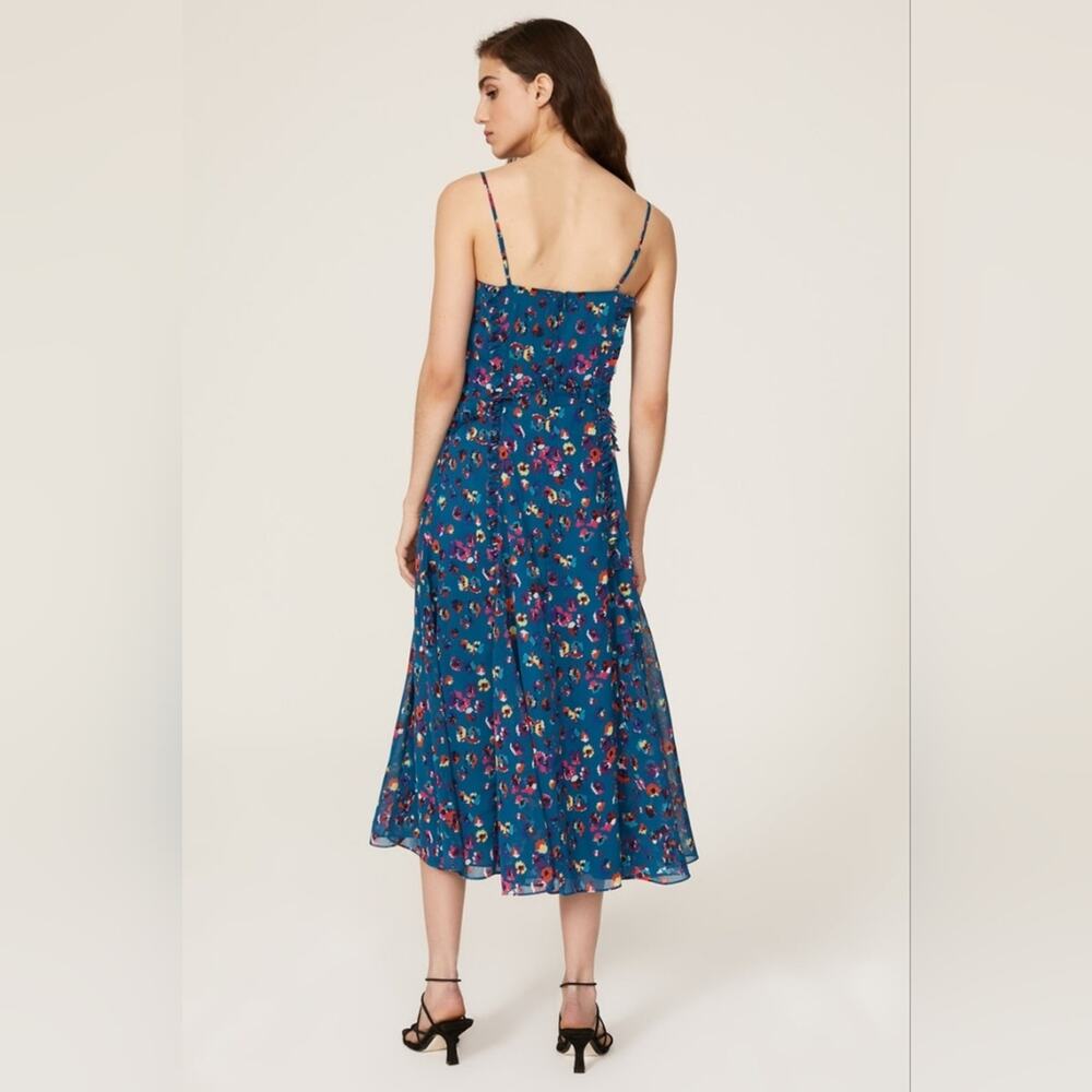 RTR sz4 Jason Wu Collective Blue Leopard floral Midi Dress printed chiffon - Picture 2 of 15